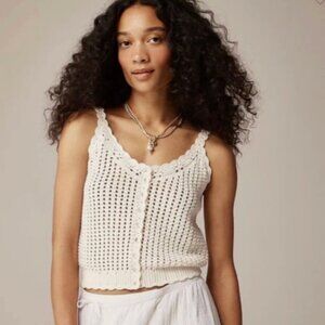 J Crew Crochet Button-Up Sweater Tank Size Medium